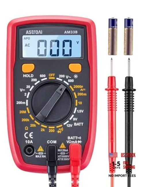 Digital Multimeter Tester 2000 Counts with DC AC Voltmeter and Ohm Volt Black