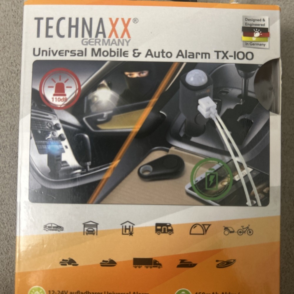 Technaxx Car Keyless Alarm with Charging Function TX-100-26.25 ft Motion Sensor