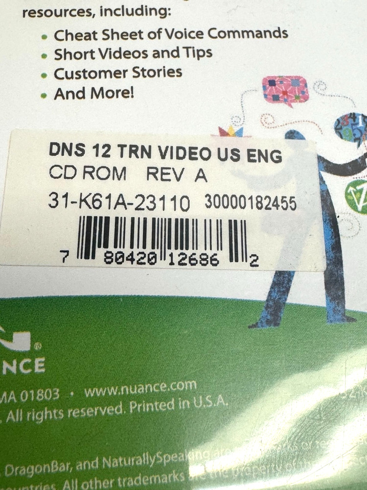 Dragon NaturallySpeaking Basics Edition Version 12 Training CD