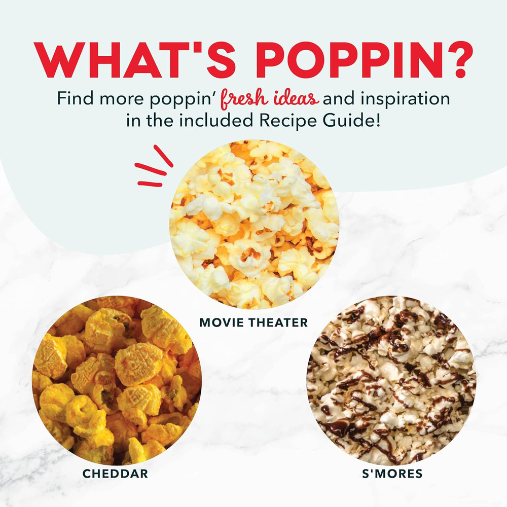 Hot Air Popcorn Popper Maker with Measuring Cup to Portion Popping Corn Kernels