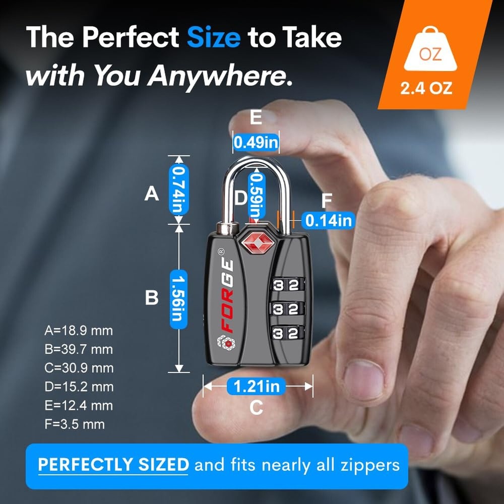 Forge TSA Luggage Combination Lock - Open Alert Indicator, Easy Read Dials, A...