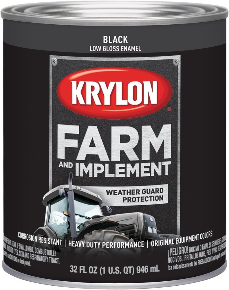 Krylon 2022 Low Gloss Black Farm & Implement Quart