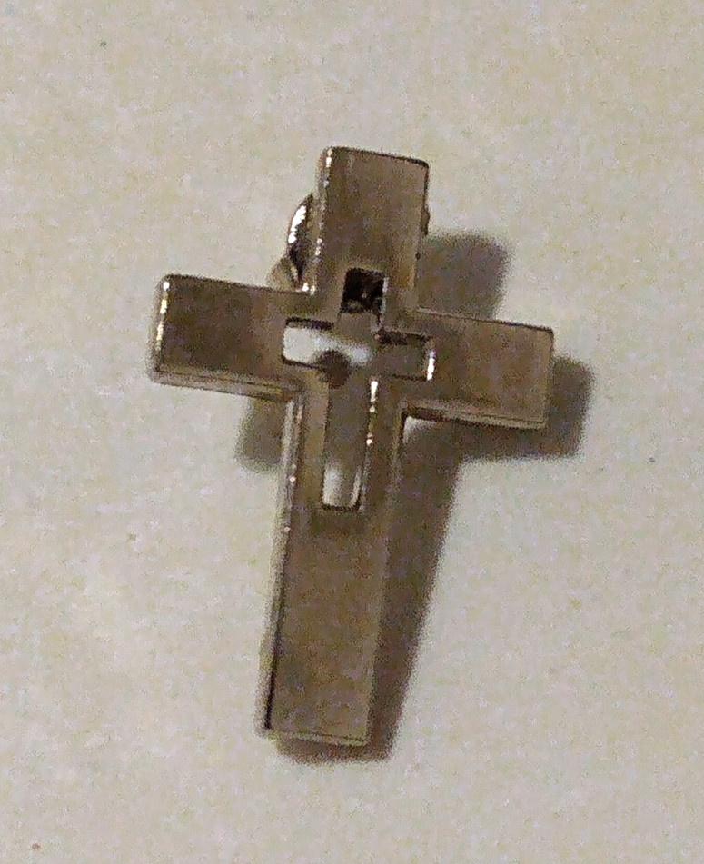Religious Cross Small Silvertone Lapel Pin
