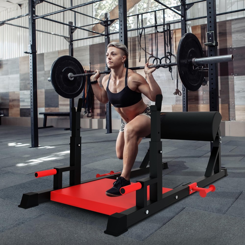 Hip Thrust Machine, Glute Bridge Machine Sissy Squat Machine Black & Red Large