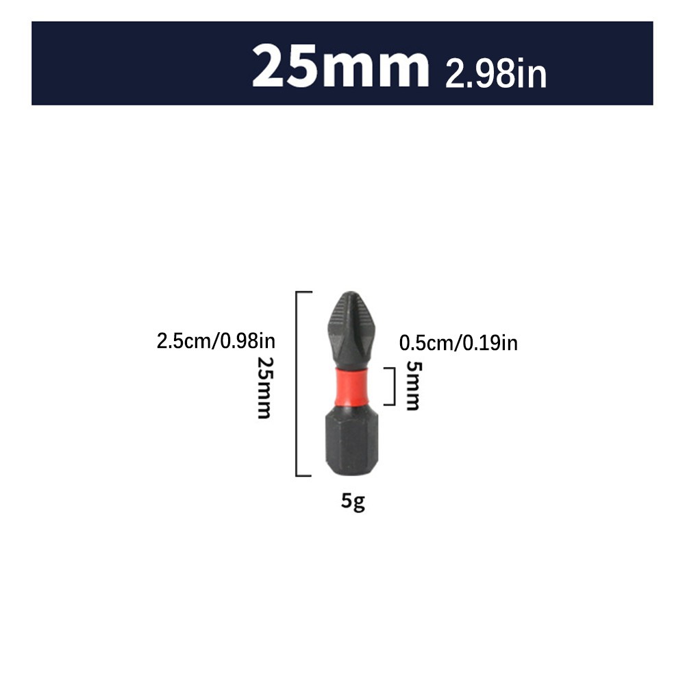 12Pcs PH2 Magnetic Cross Phillips Impact Batch Head Hardness Screwdriver Bit Kit