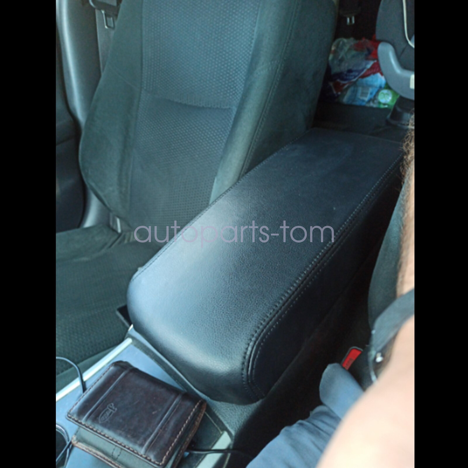 FOR 2013-2018 Nissan Altima Black Leather Center Console Armrest Cover