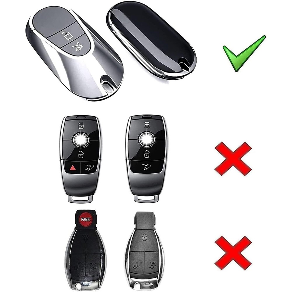 Black/Red Carbon Fiber Pattern Plastic Key Fob Case Shell For Mercedes Oval Key