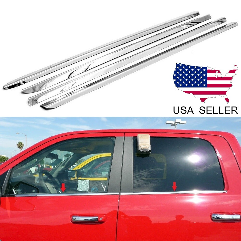 Fit 2009-2018 Dodge Ram 1500 Crew Cab/Mega Cab Stainless Chrome Window Sill Trim