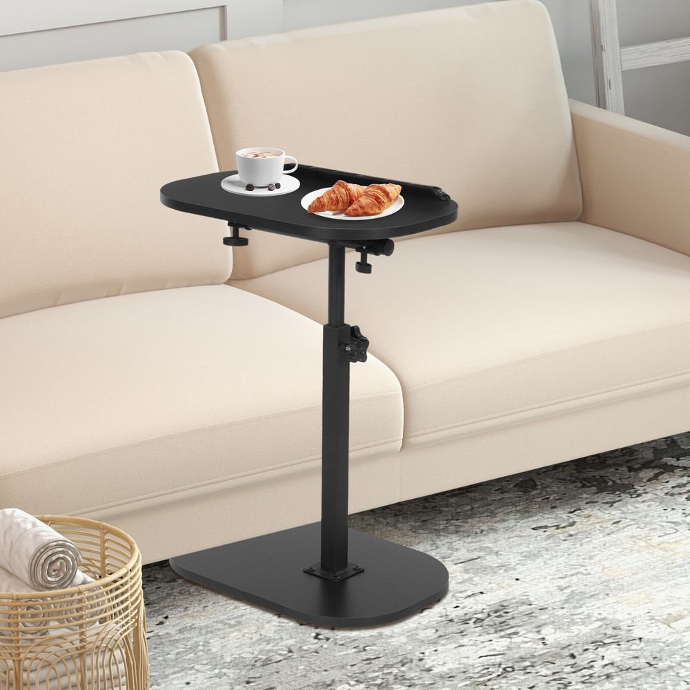 C Shaped End Table, Small Side Table for Couch, Sofa Table for Living Room