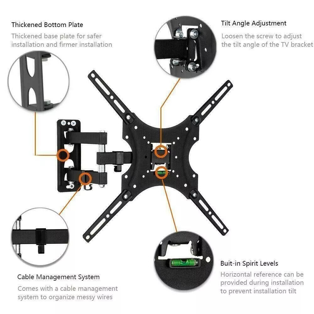 TV Wall Mount Bracket Swivel Tilt Full Motion 26 32 40 45 50 55in UP 25KG