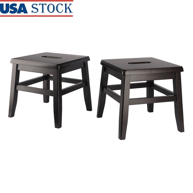 2-Pc Solid Wood Conductor Stools Set Lightweight Step Stool Kids Kitchen New