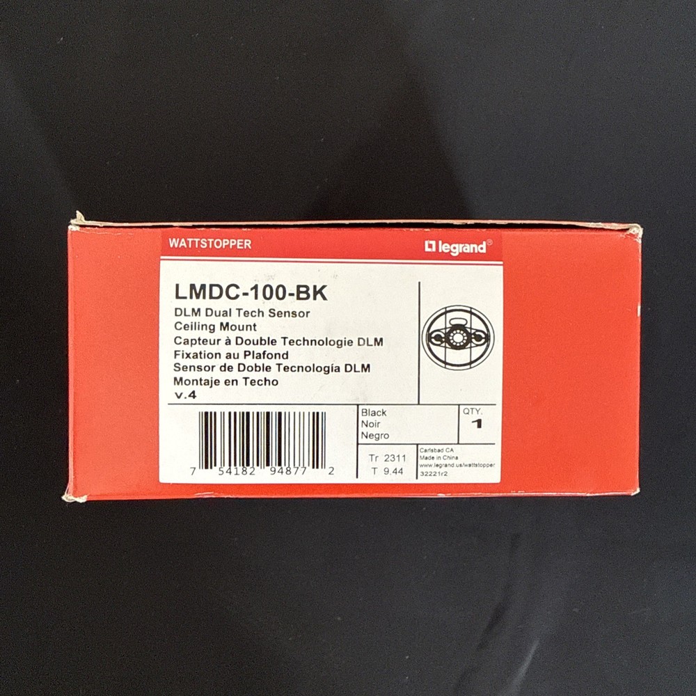 Legrand Wattstopper LMDC-100-BK Dual Tech Ceiling Mount Sensor