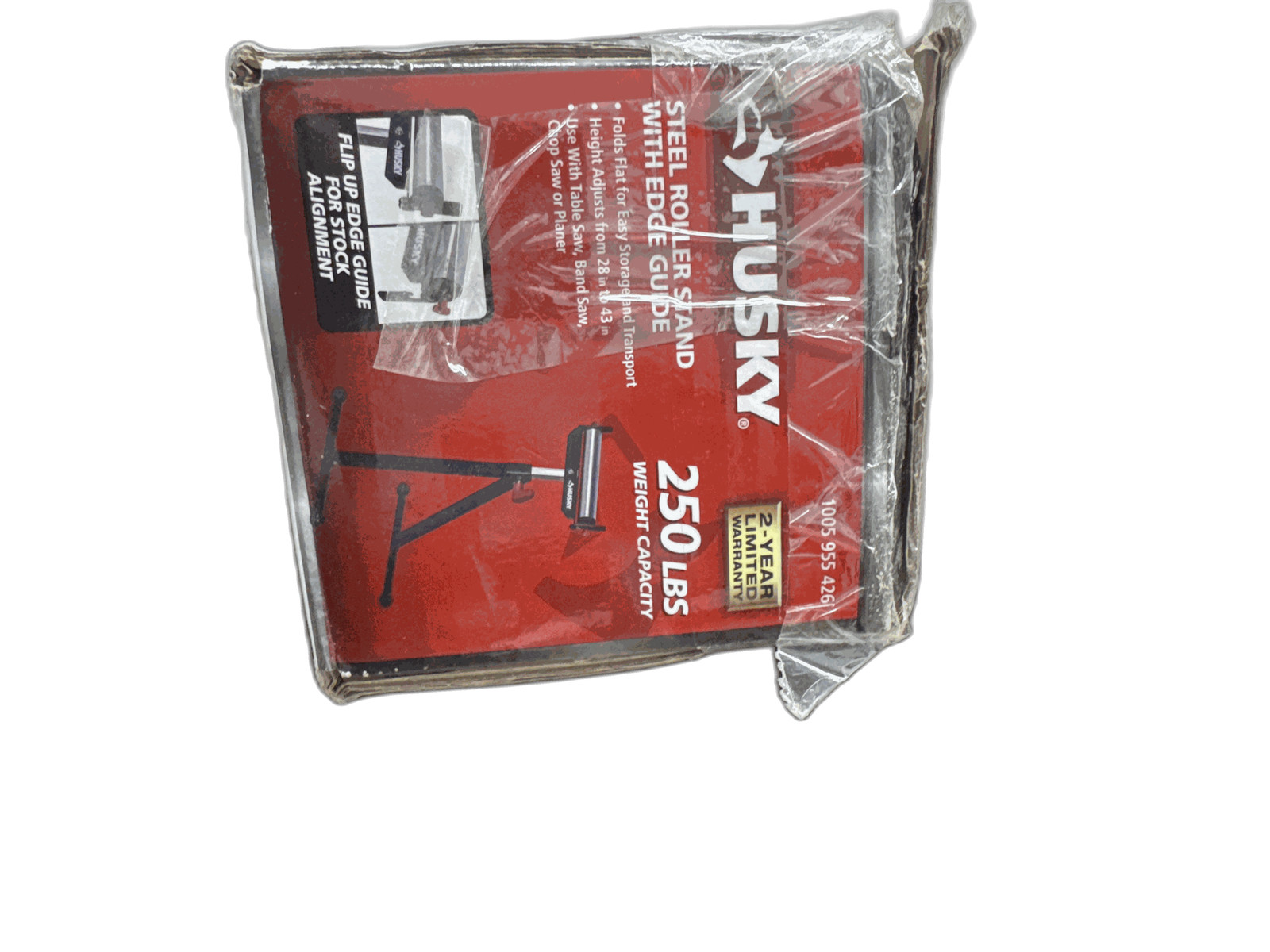 Husky 23 in. to 43 in. Stationary Steel Roller Stand with Edge Guide