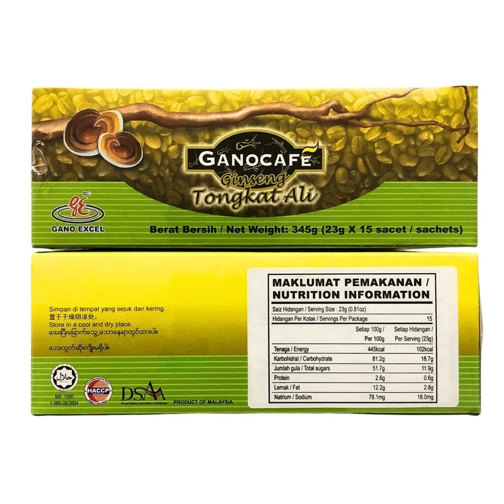 Gano Excel Gano Cafe Ginseng Longjack Ganoderma Coffee (15 Sachets x 23 g)-1 box