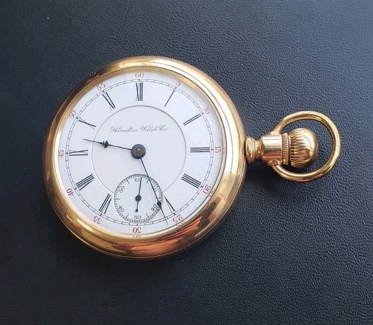 Antique Rare Hamilton Pocket Watch Grade 935, Size 18, Gold Filled 17j Works