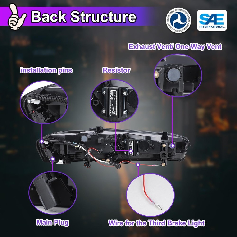 LED Tail Lights Sequential for Camaro 2016-2018 Clear Lens Not for RS Package