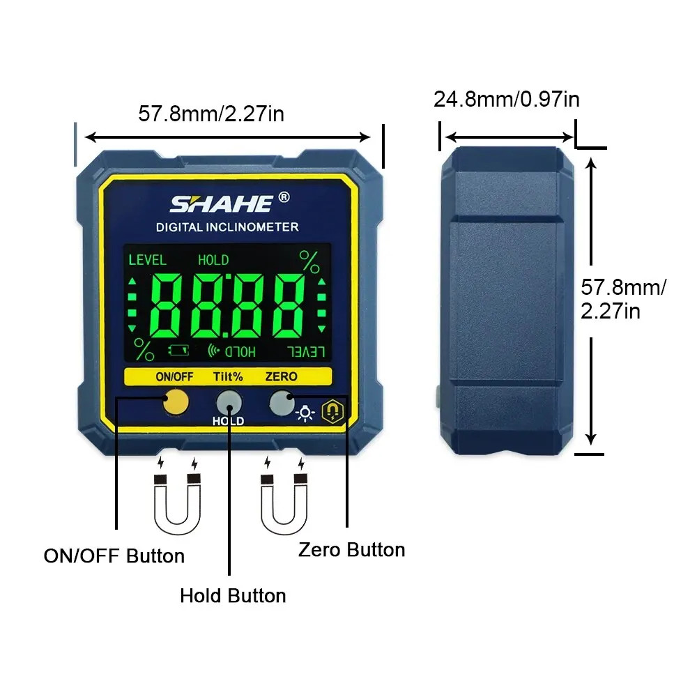 Digital Angle Gauge Magnetic Protractor Inclinometer Level Angle Finder Angle Cu
