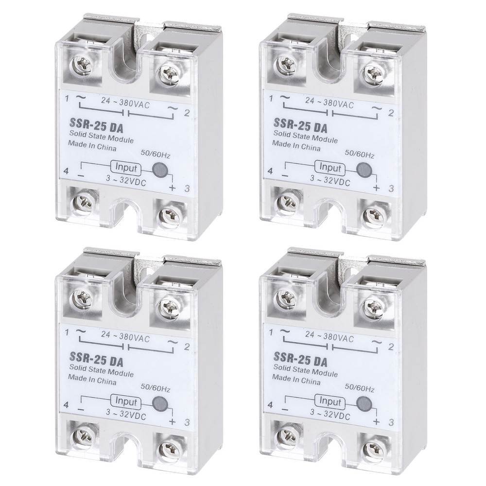 4 Pcs SSD-25DA 3-32V DC Input to 24-380V AC Output Solid State Relay AC 25A