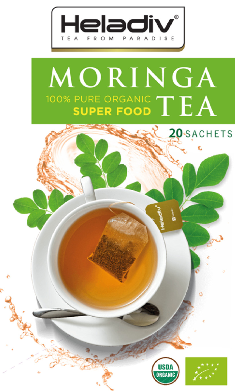 Moringa, Tea Bags Herbal Tisane by Heladiv, Caffeine Free, 20 Sachets
