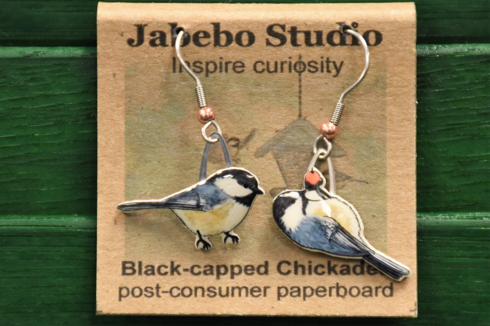 Jabebo Earrings Chickadees Black-capped
