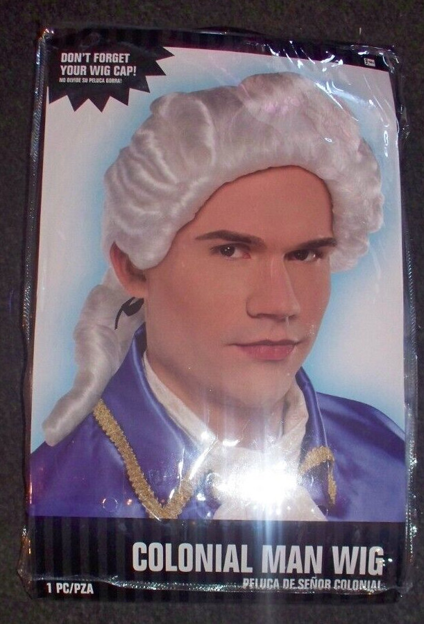 NEW Colonial Man Mens Adult Wig Powdered Washington White Costume Halloween