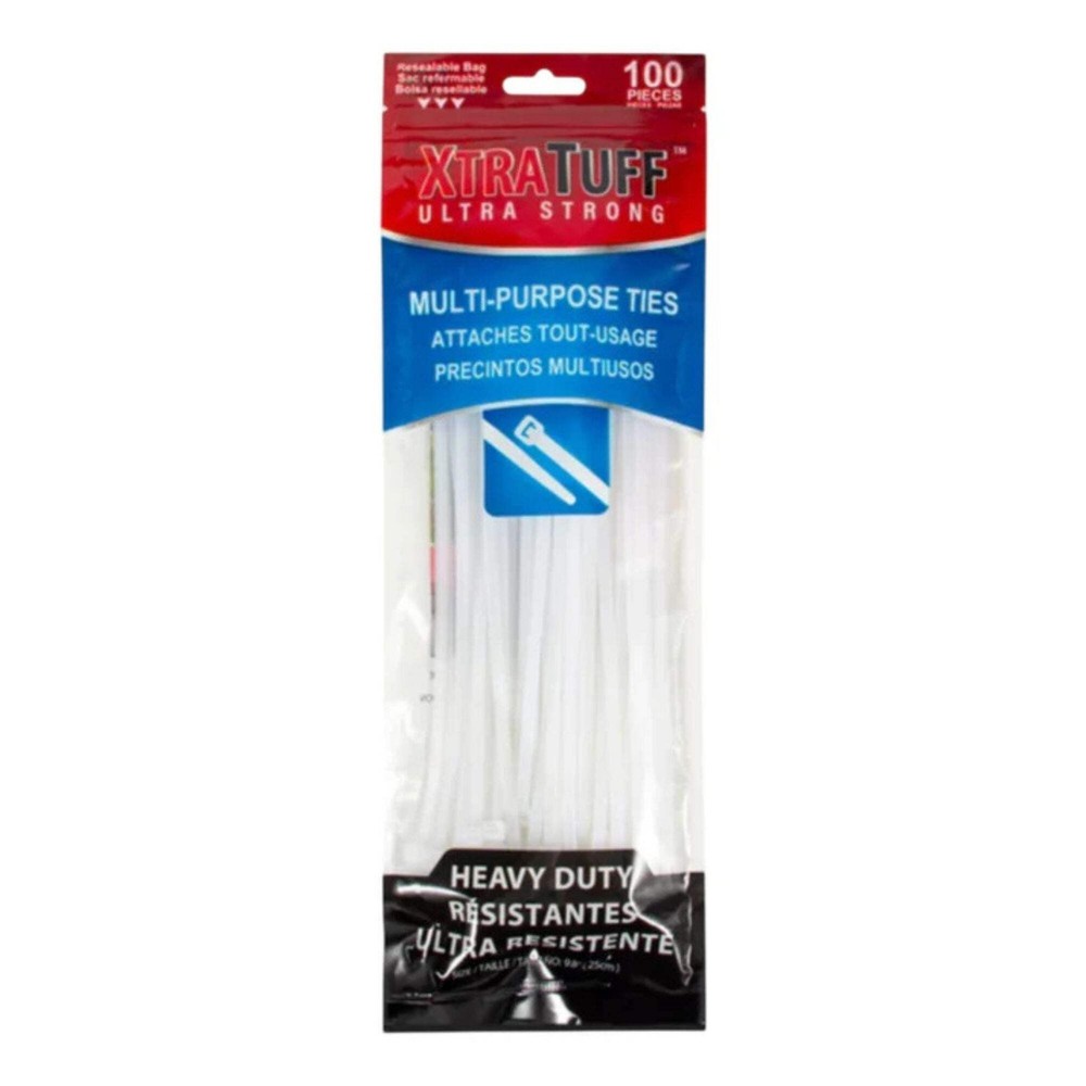10" XtraTuff Multi-Purpose Nylon Zip Cable Ties, 100Pcs