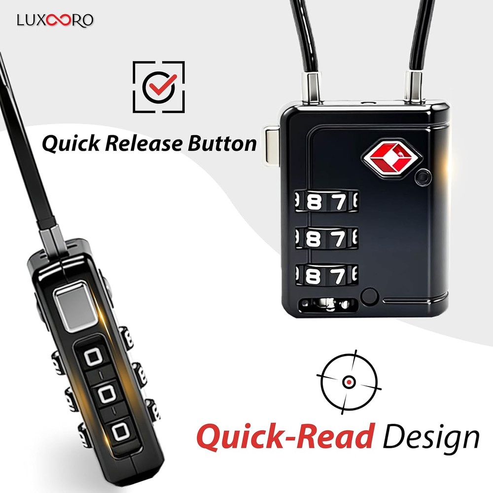 TSA Approved Luggage Lock with Alert Indicator, 3-Digit Resettable Combination D