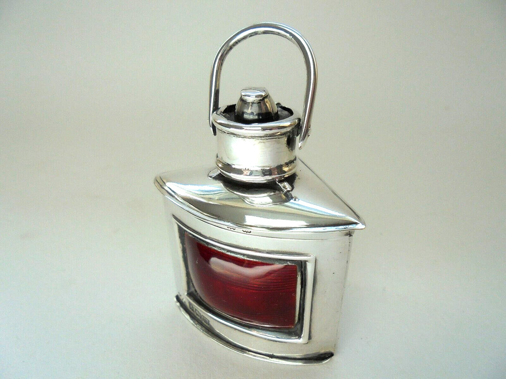 Antique Silver Enamel Lamp Lantern Vesta Case