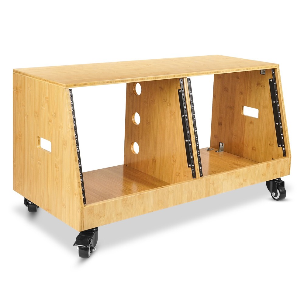 Sound Town DIY 2 x 8U Slanted Studio Rack with Solid Bamboo (STBR-D8T)