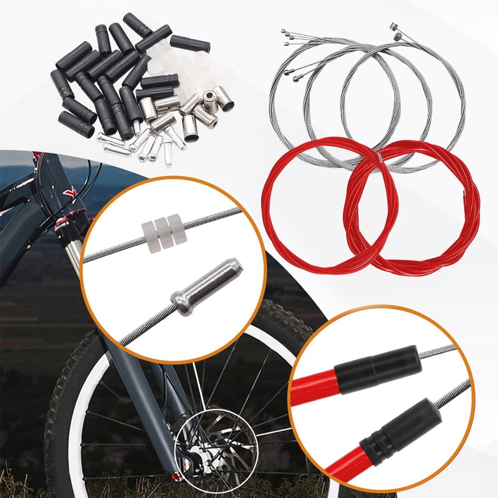 Mannk Universal Bicycle Cable Kit - Shift & Brake Cable Housing with End Caps &