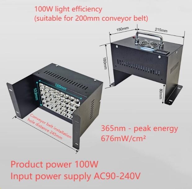 Conveyor Belt Dedicated UV Curing Lamp Light Belt Timing Function PLC Control