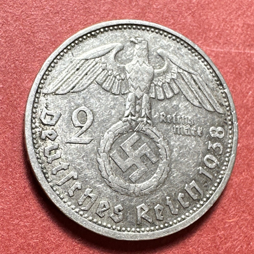 GERMANY 1938 D ( Munich Mint ) Silver . 625 Coin 2 MARK’s
