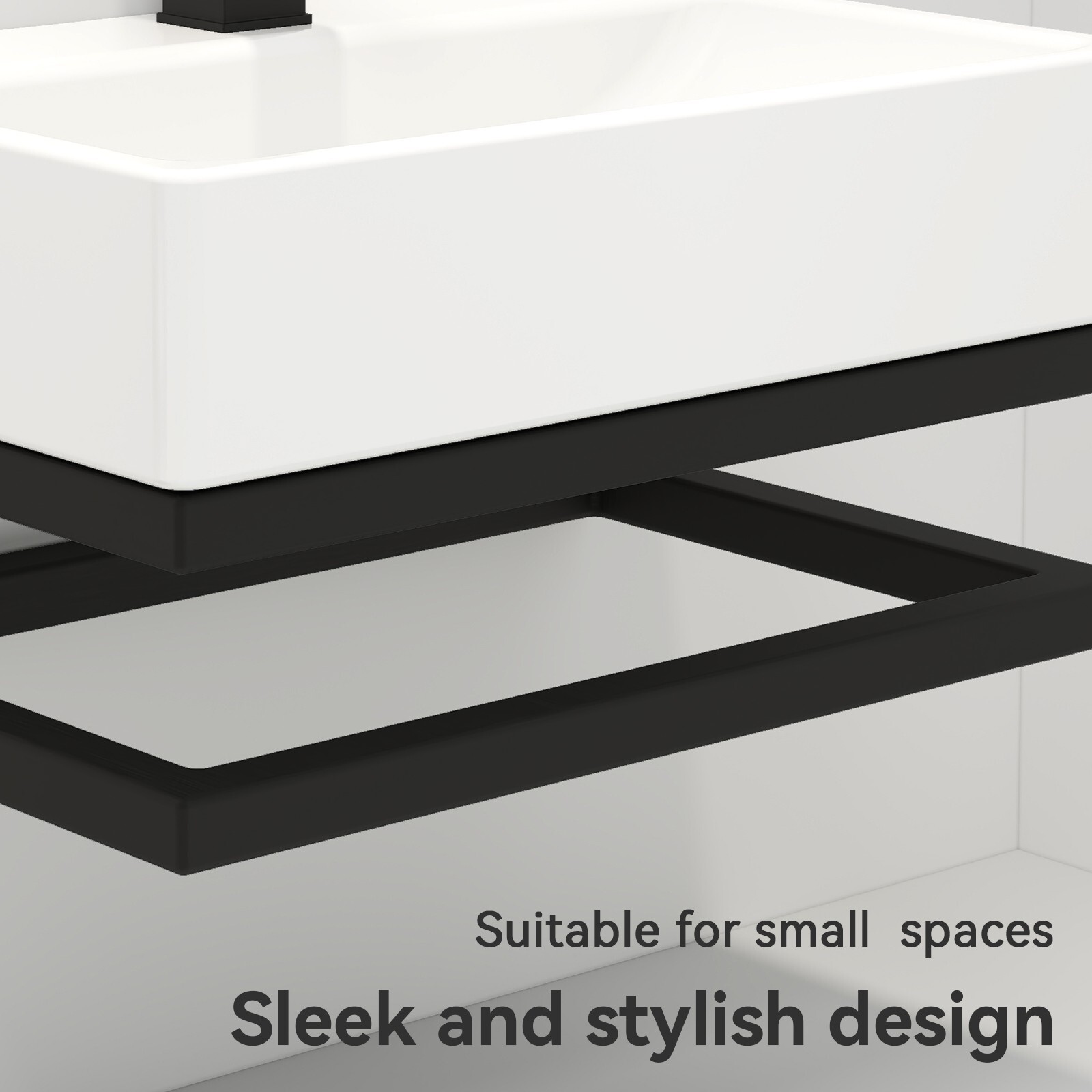 21" White Wall Mounted Vessel Sink Floating Ceramic Basin Bowl w/ Bracket Faucet