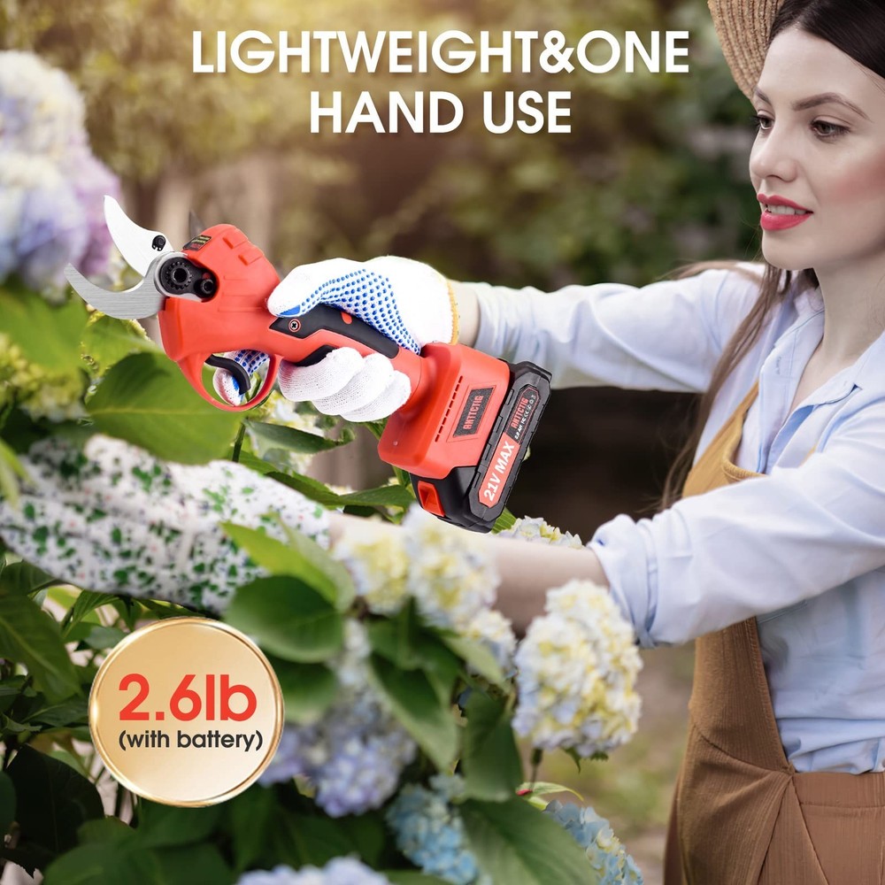 Electric Pruning Shears, 2.36" Cutting Diameter Cordless Power Pruner for Gar...