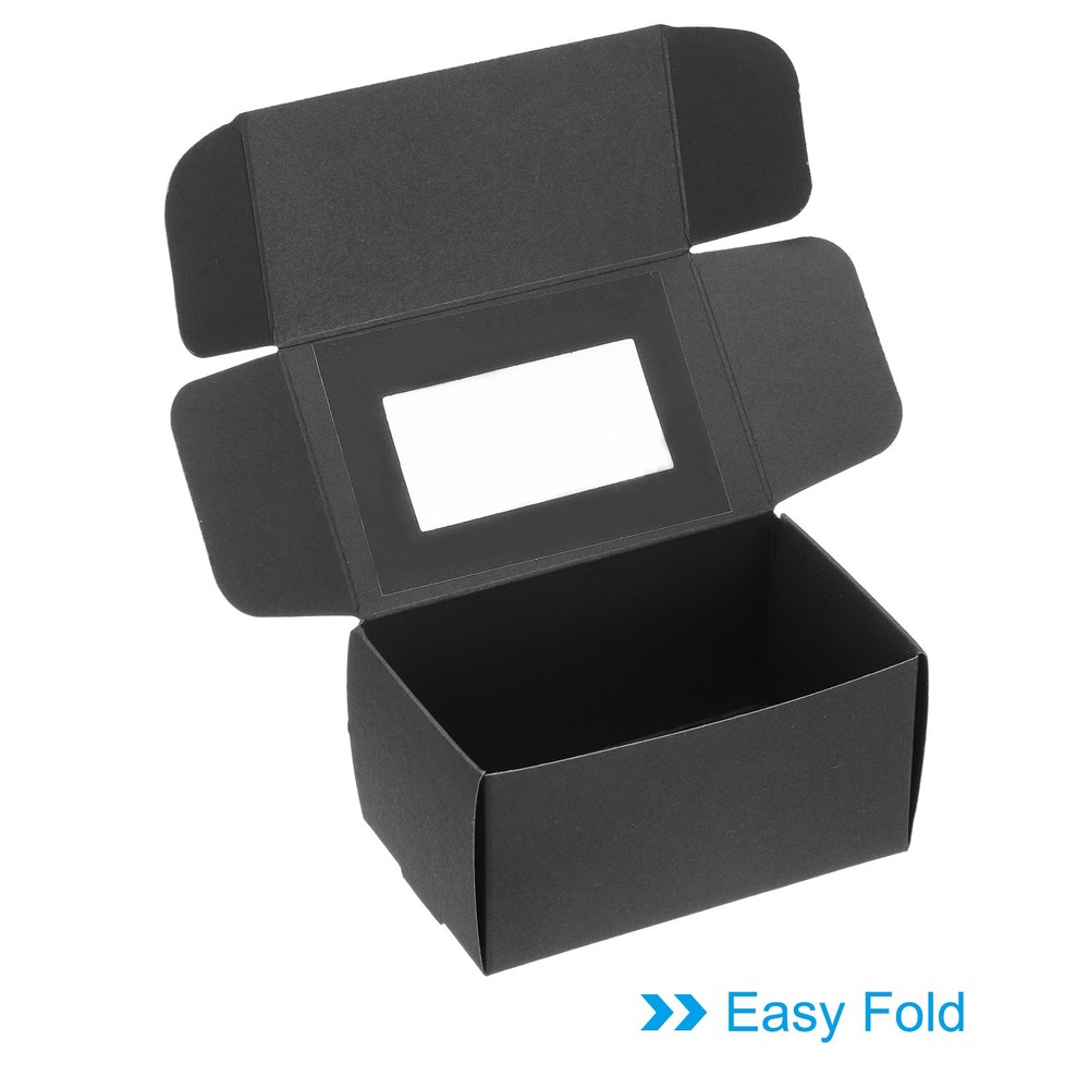 40Pack 3.9"x2.4"x2" Paper Soap Box with Window Rectangle Black for Gift