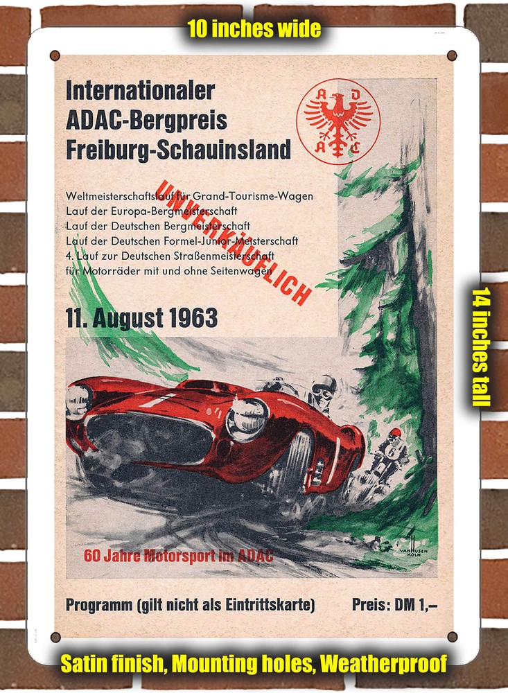 Metal Sign - 1963 Freiburg Hill Climb Racing Program - 10x14 inches
