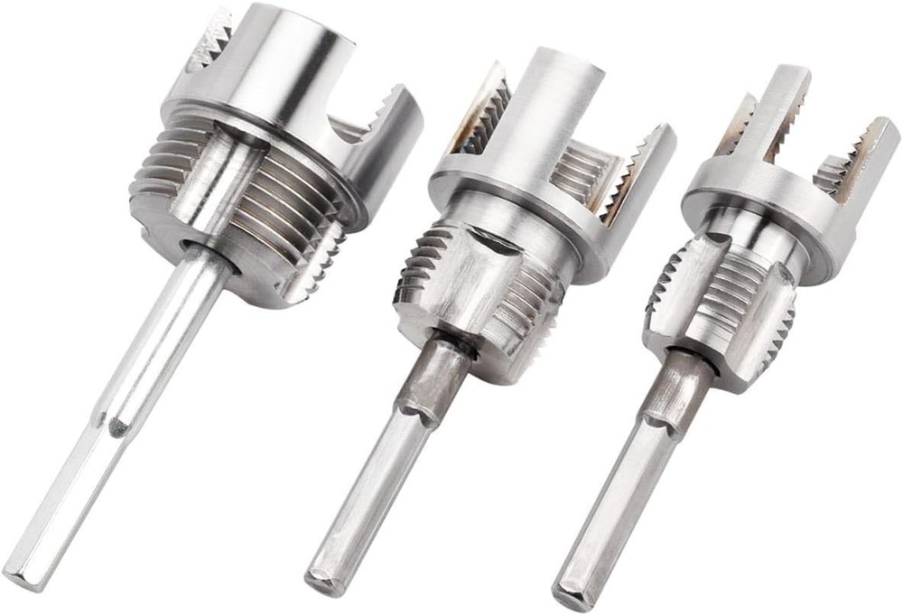 3Pcs PVC Pipe Threader Kit 1/2" 3/4" 1" NPT, Integrated Internal & External Pipe