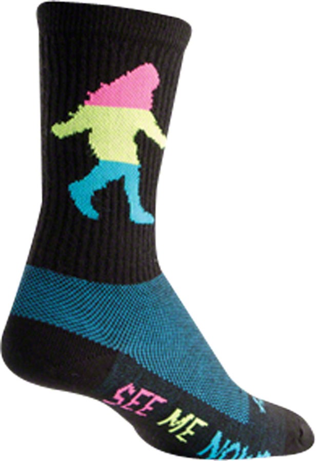 SockGuy Wool Neon Sasquatch Socks - 6", Black, Large/X-Large
