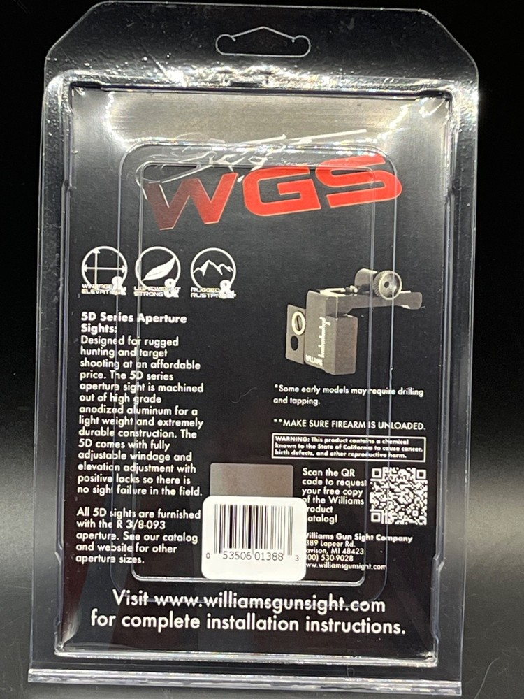 Williams 5D Receiver Sight, Marlin 39A