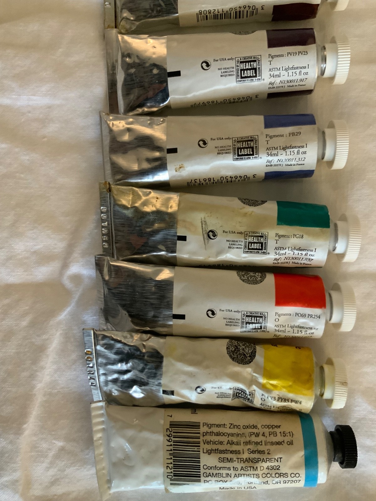 Sennelier Extra-Fine Professional Artist's Oil Colors 7 Unused (34ml) Tubes