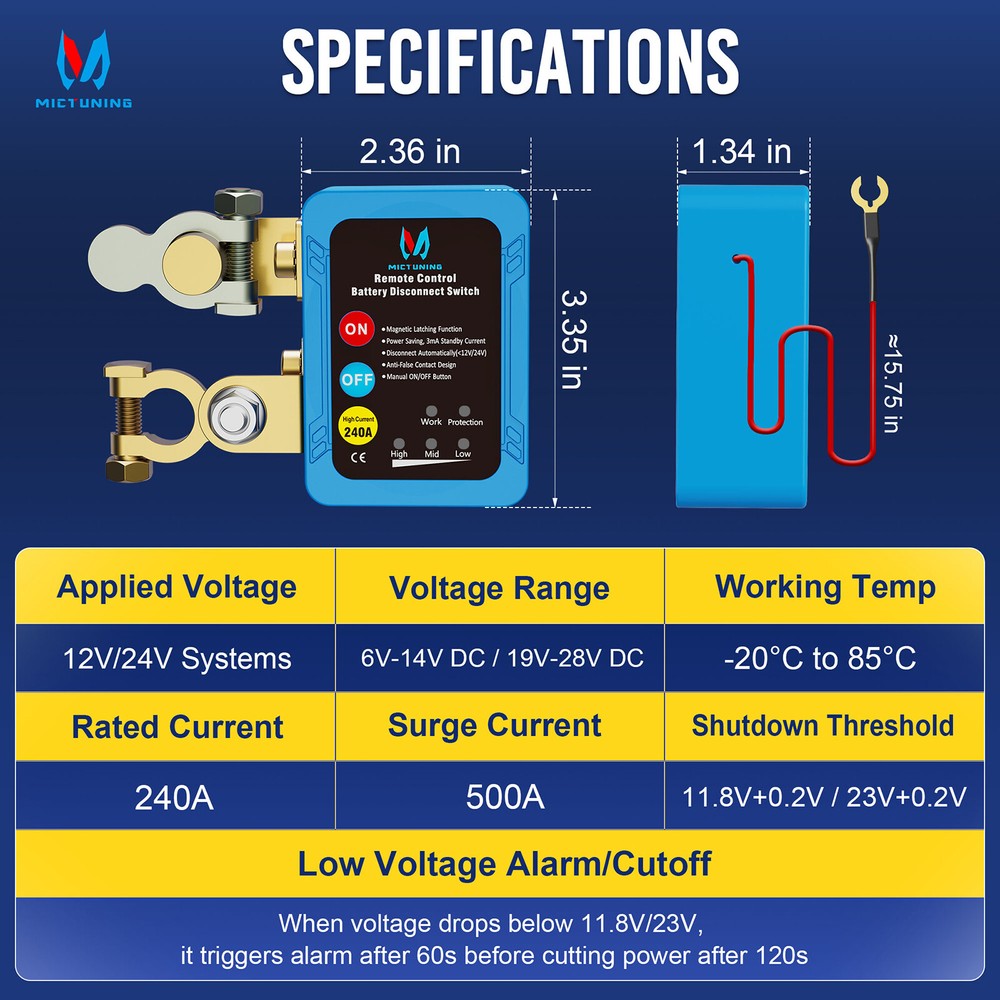 Car Battery Switch Disconnect Power Kill Master Isolator Cut Off Remote Control