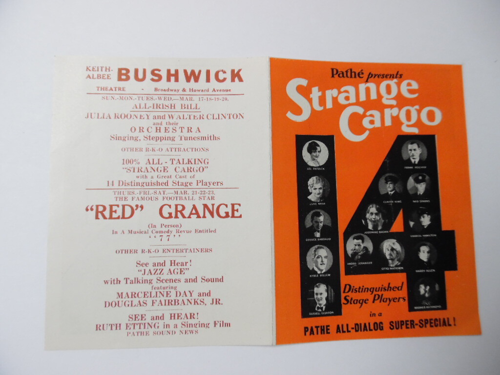 1929 STRANGE CARGO Movie Herald First Pathe Sound Film Vintage Original VG
