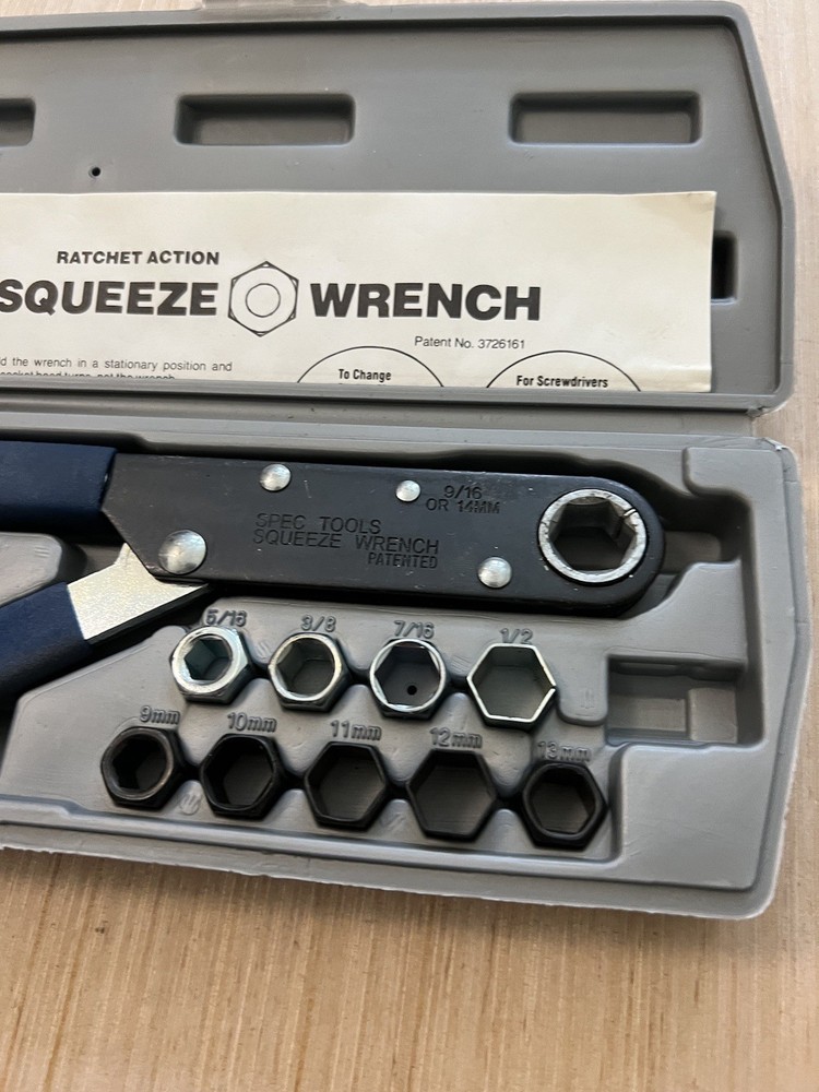 Spec Tools Ratcheting Squeeze Wrench Hand Tool With Case & Bits