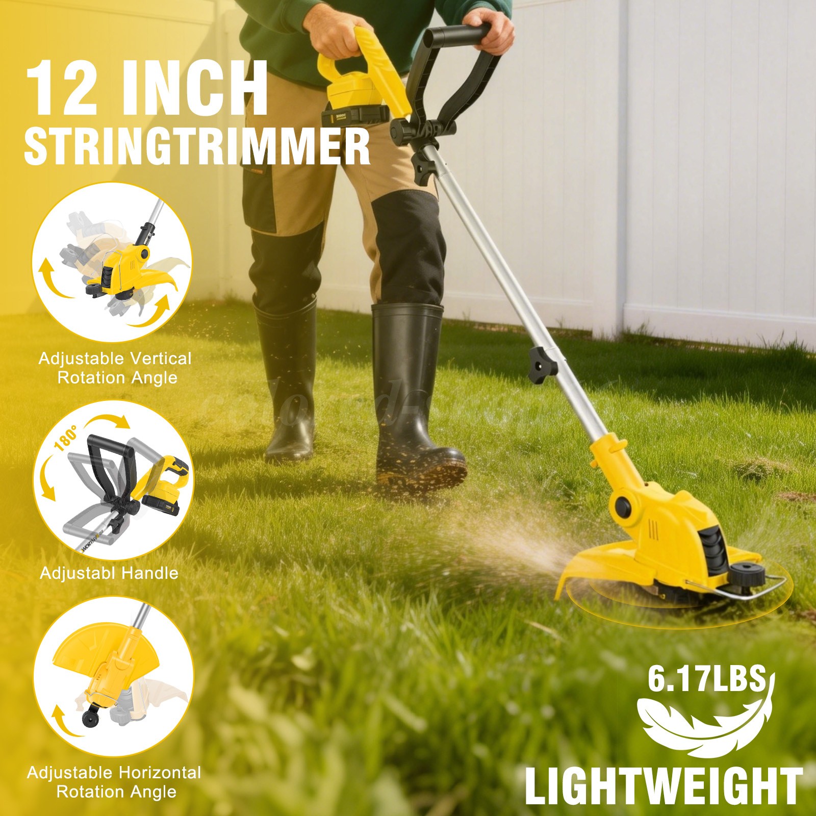 2-IN-1 Electric Cordless Grass String Trimmer Lawn Edger Weed Wacker Cutter USA