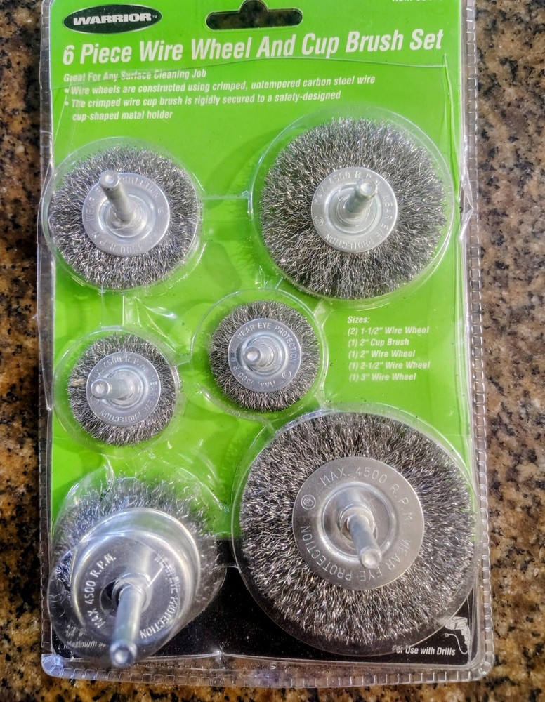 🗽WARRIOR 6 PCA WIRE WHEEL And CUP BRUSH SET