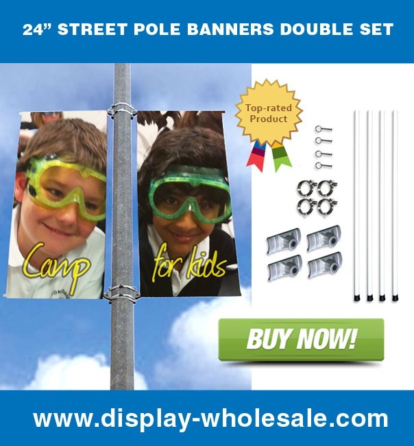 Street Pole Banner Bracket 24" Double Set - Hardware Only