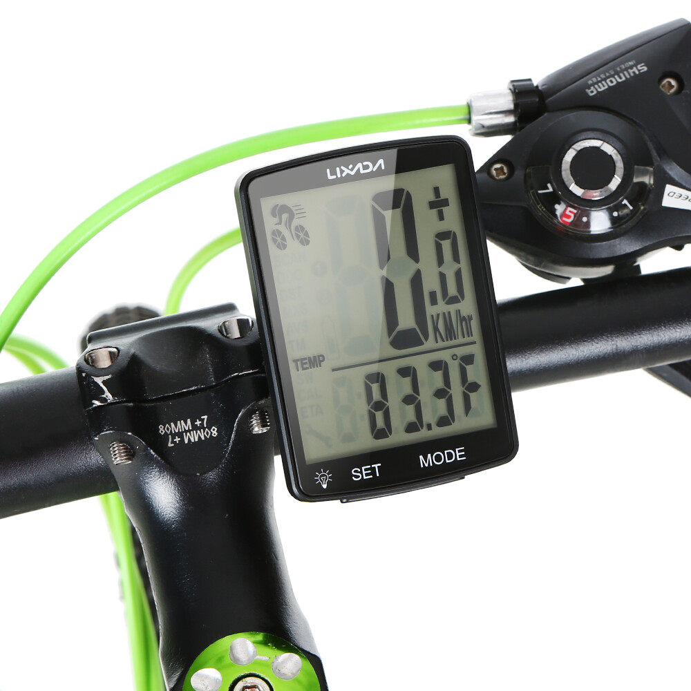 LIXADA Wireless Bike Computer Multi Functional LCD Screen MTB Bicycle Computer