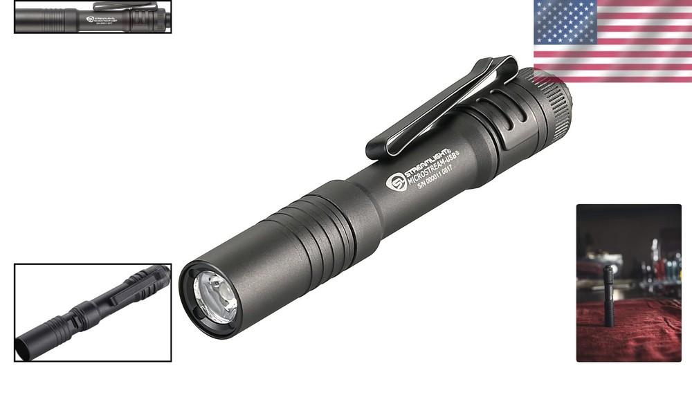 MicroStream 250-Lumen USB Rechargeable Flashlight - Hands-Free & Compact