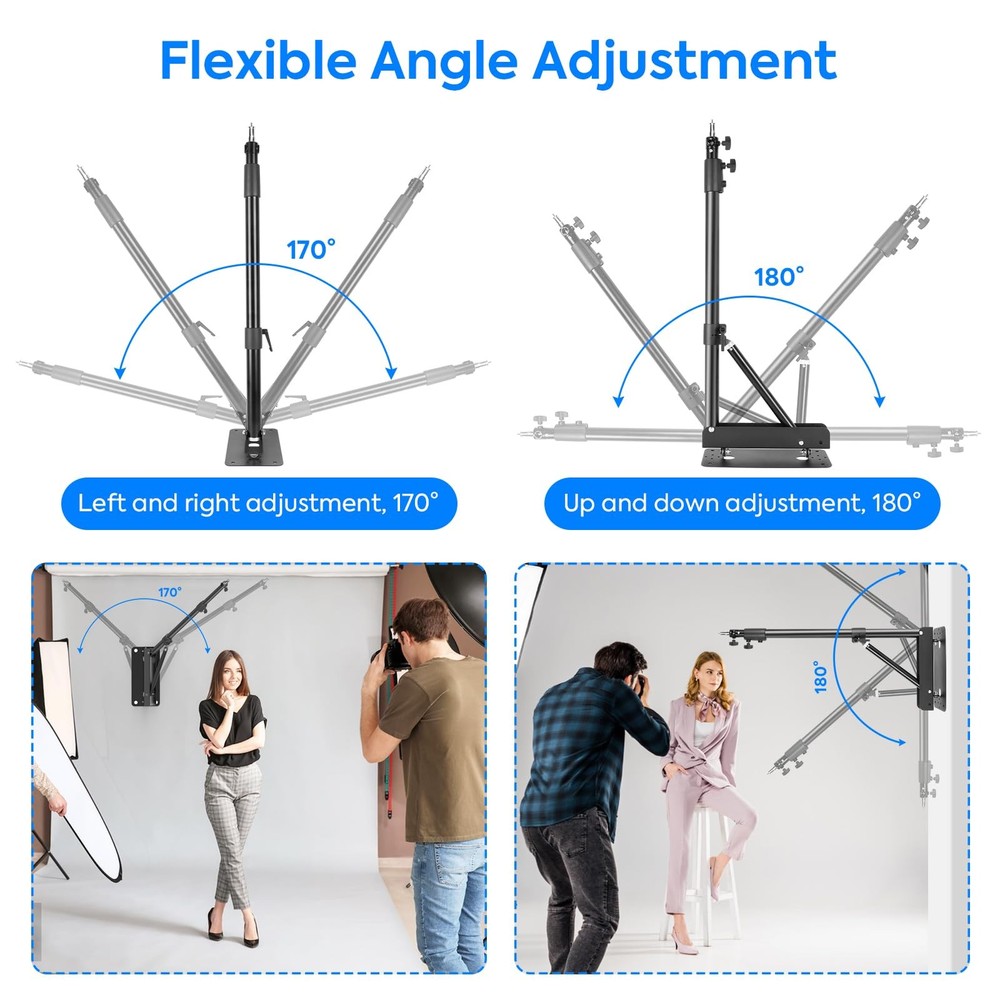 Wall Mount Boom Arm, 51inch/130cm Adjustable Triangle Wall Mounted Support 18...