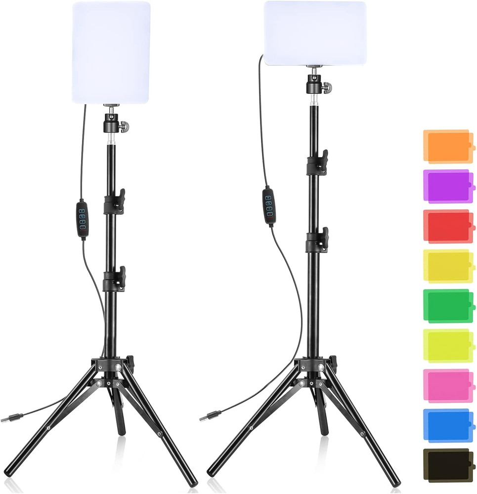 LED Video Light Kit 2 Pack 6500K Dimmable Streaming Lights USB Key Light Photogr